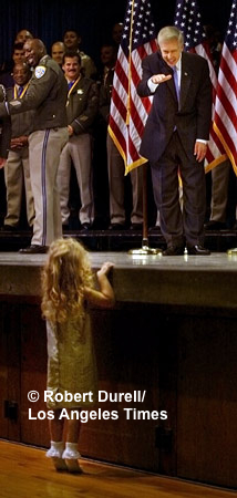 FUTURE --- Politics, at its core, is about the future. During a formal Medal of Valor ceremony at CHP headquarters, a 3-year-old girl, whose father had won one of the coveted awards, raced to the front of the stage. Gov. Gray Davis, who was presenting the awards, stopped the ceremony long enough to wave.
September 11, 2003
