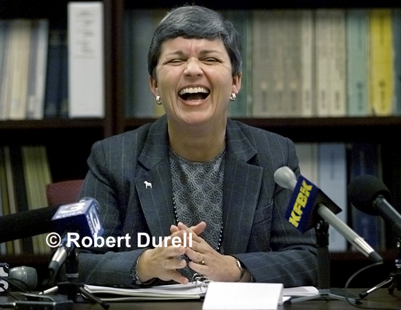SURPLUS --- Press conferences at the Legislative Analyst's Office were a bi-annual ritual for me. Legislative Analyst Elizabeth Hill was typically matter-of-fact in her pronouncements about her office's view of the state's finances. This time, she had a reason to smile: a predicted $10.3 billion surplus for the next fiscal year. Considering the state's fiscal straits since, this may have been the last time anyone laughed about California's budget.
November 15, 2000.