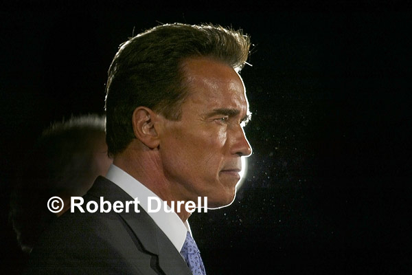 FINDING THE LIGHT --- Covering then-candidate Arnold Schwarzenegger during the 2003 Recall campaign was a lot like shooting on a series of movie sets. Every press conference was perfectly lit, there were no dark spots. And he is the master of "finding the light," that ideal spot where the star stands. I knew that I would never have to worry about bad lighting when Schwarzenegger's crew was in charge.
September 18, 2003.