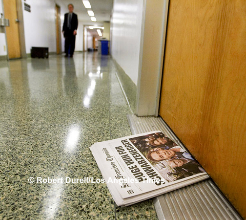 VICTORY --- The day after Arnold Schwarzenegger defeated Governor Gray Davis in the Recall election, I got up early, figuring there would be some reflection of victory inside the Capitol: a gathering or celebration. Instead, the corridors were almost empty. The only visible indication of a change in leadership was the newspaper headline waiting at the door of each legislative office.
October 8, 2003. 
