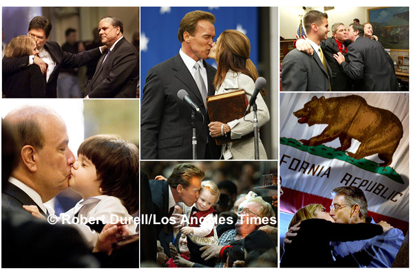 THE KISS ---
Who says politicians don't like to kiss? And be kissed? At, top center then clockwise, an inauguration, a change of power, a campaign rally, a swearing in or a visit to the Assembly floor, politicans and their aides don't shy away from showing their love.
2002 to 2006.