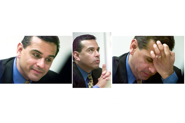 FIRST INTERVIEW ---
One of my first assignments at the Capitol was to photograph the newest Speaker of the Assembly, labor organizer Antonio Villaraigosa of Los Angeles. The guy lit up the room with his wit, charm and indefatigability. That day, there was nothing, it seemed, he couldn't do.
Jan. 7, 1999